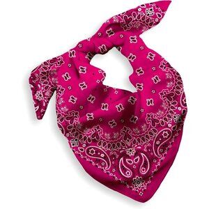 Women's Dark Pink Cotton Bandana Large Cowgirl Handkerchief Headband Scarf